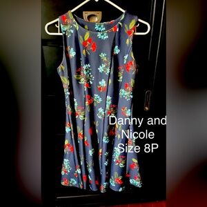 Danny and Nicole navy blue floral fit and flare